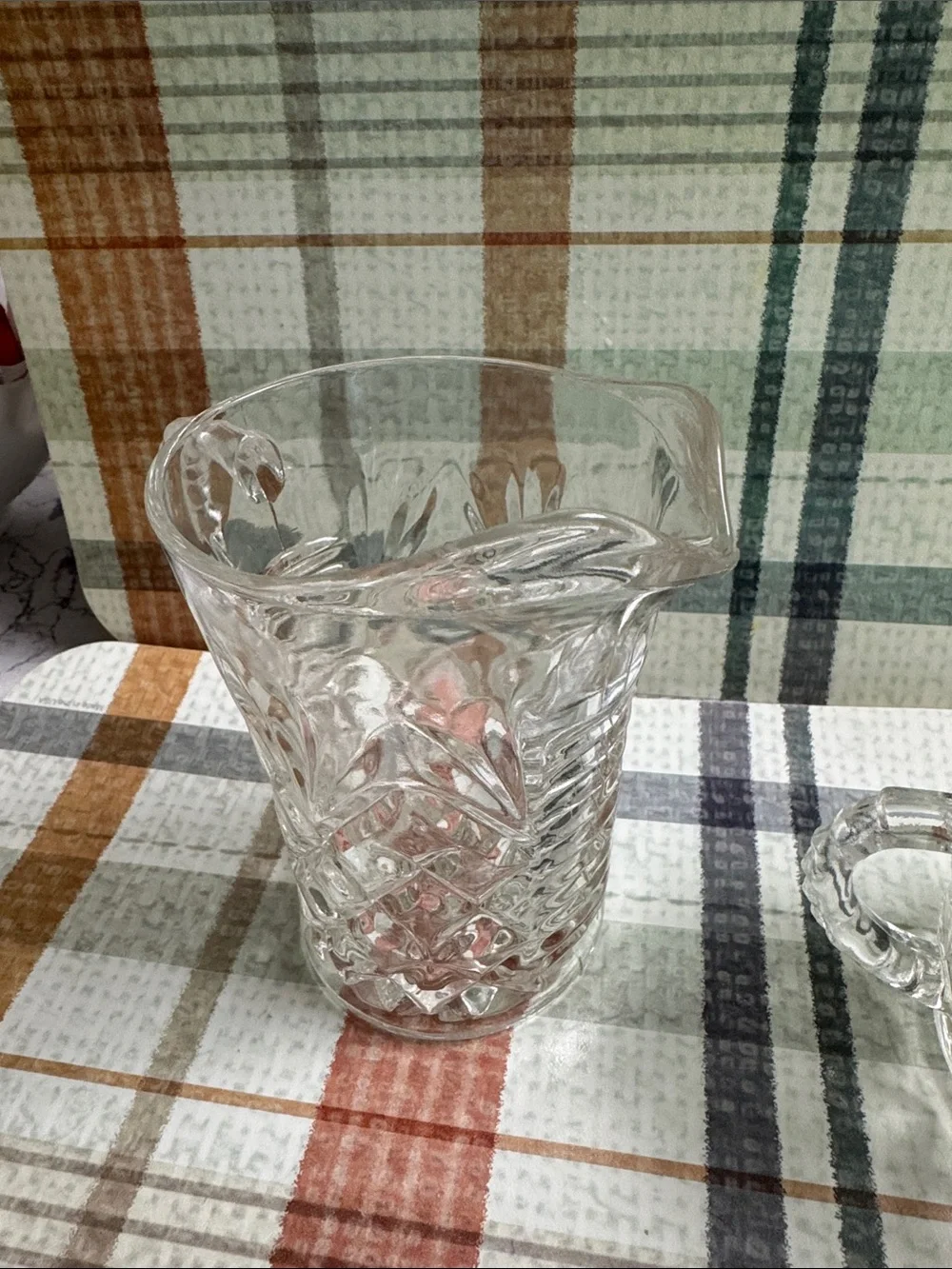 Anchor Hocking Clear Pressed Glass Creamer and Covered Sugar Set